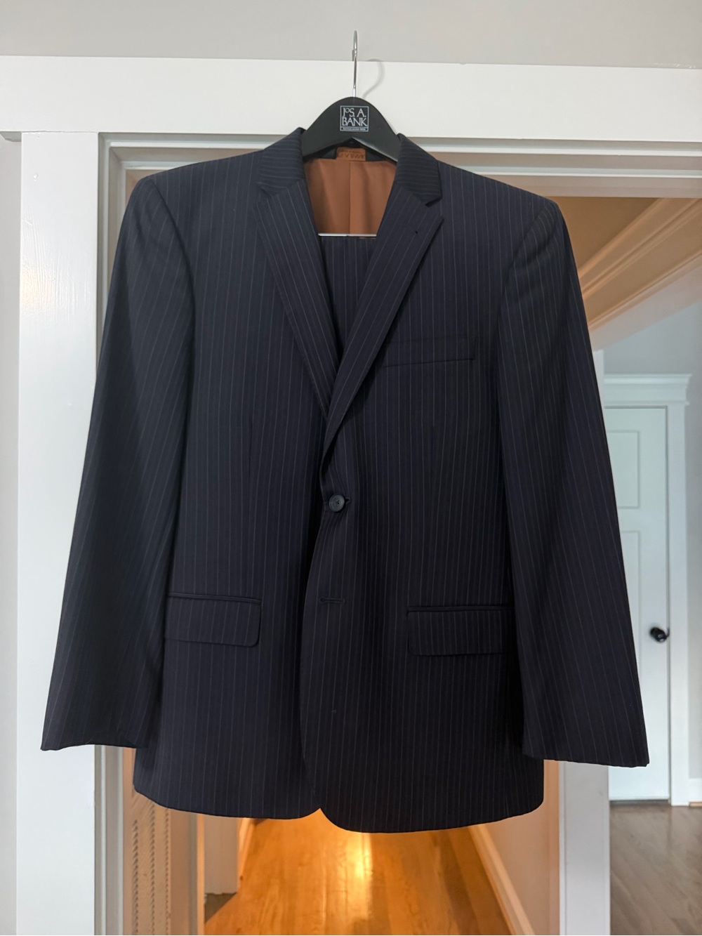 Joseph A Navy Pinstripe Suit Jacket